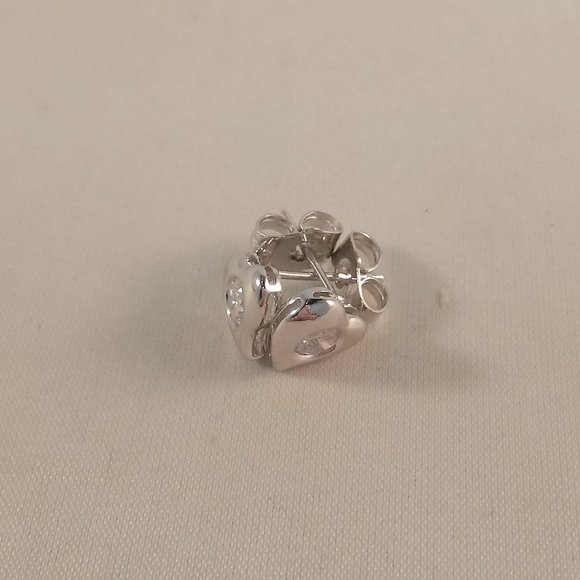 18K White Gold Filled Heart Shape Bezel Diamond Zircon Stud Earrings AAA - Picture 3 of 6
